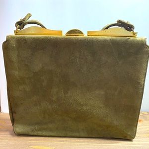Vintage olive green suede purse